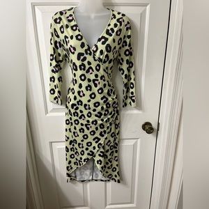 Venus M pale green wrapped dress rushed side